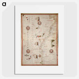 Portolan atlas of the Mediterranean Sea, western Europe, and the northwest coast of Africa: Central Mediterranean - アンティーク地図 Poster.