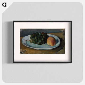Grapes and Peach on a Plate - Paul Cezanne Poster.