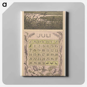 アートパネル-Kalenderblad juli met landschap met vogels - テオ ヴァン ホイテマ Canvas.