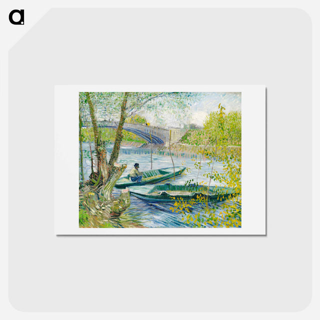 アートポストカード-Fishing in Spring, the Pont de Clichy (Asnières) - フィンセント ファン ゴッホ Postcard.
