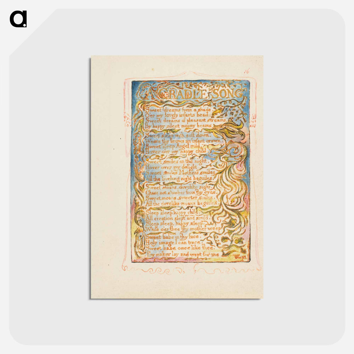 アートポストカード-Songs of Innocence and of Experience: A Cradle Song - ウィリアム ブレイク Postcard.