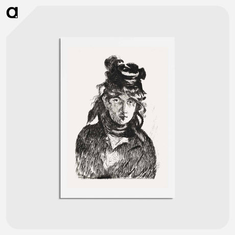 アートポストカード-Portrait of Berthe Morisot - エドゥアール マネ Postcard.