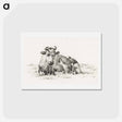アートポストカード-Lying cow - ジャン ベルナール Postcard.