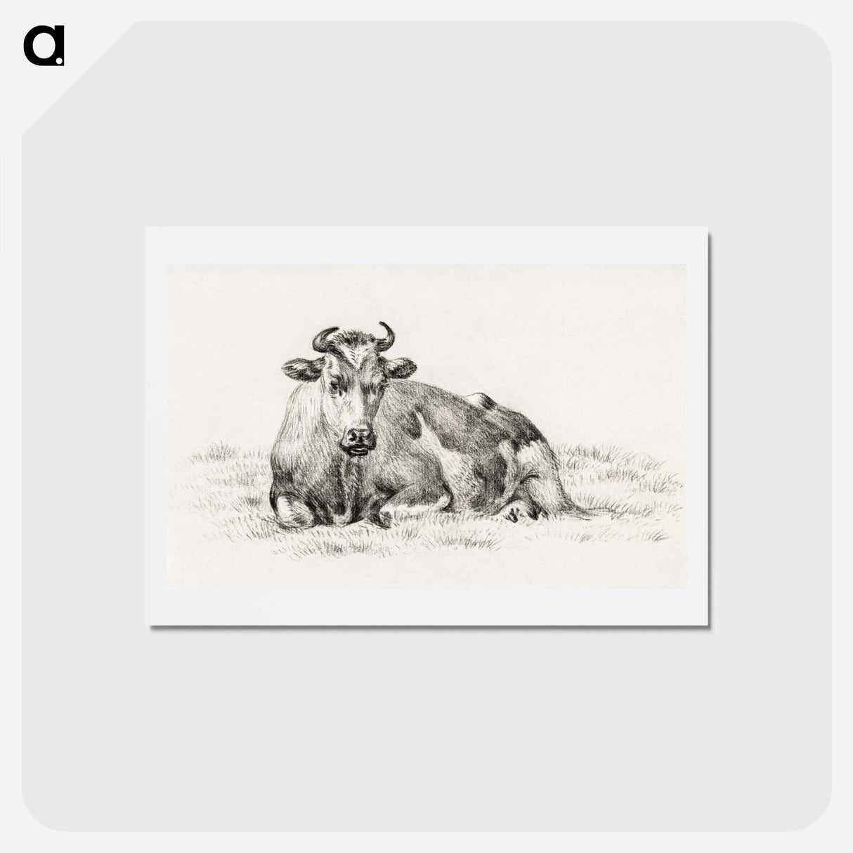 アートポストカード-Lying cow - ジャン ベルナール Postcard.