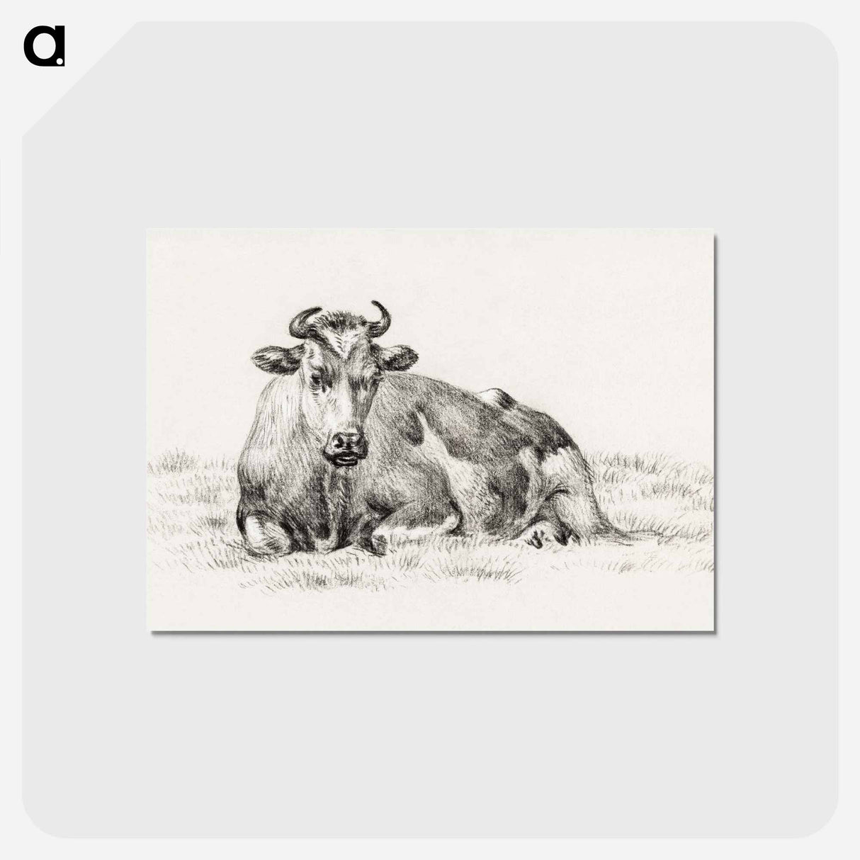 アートポストカード-Lying cow - ジャン ベルナール Postcard.