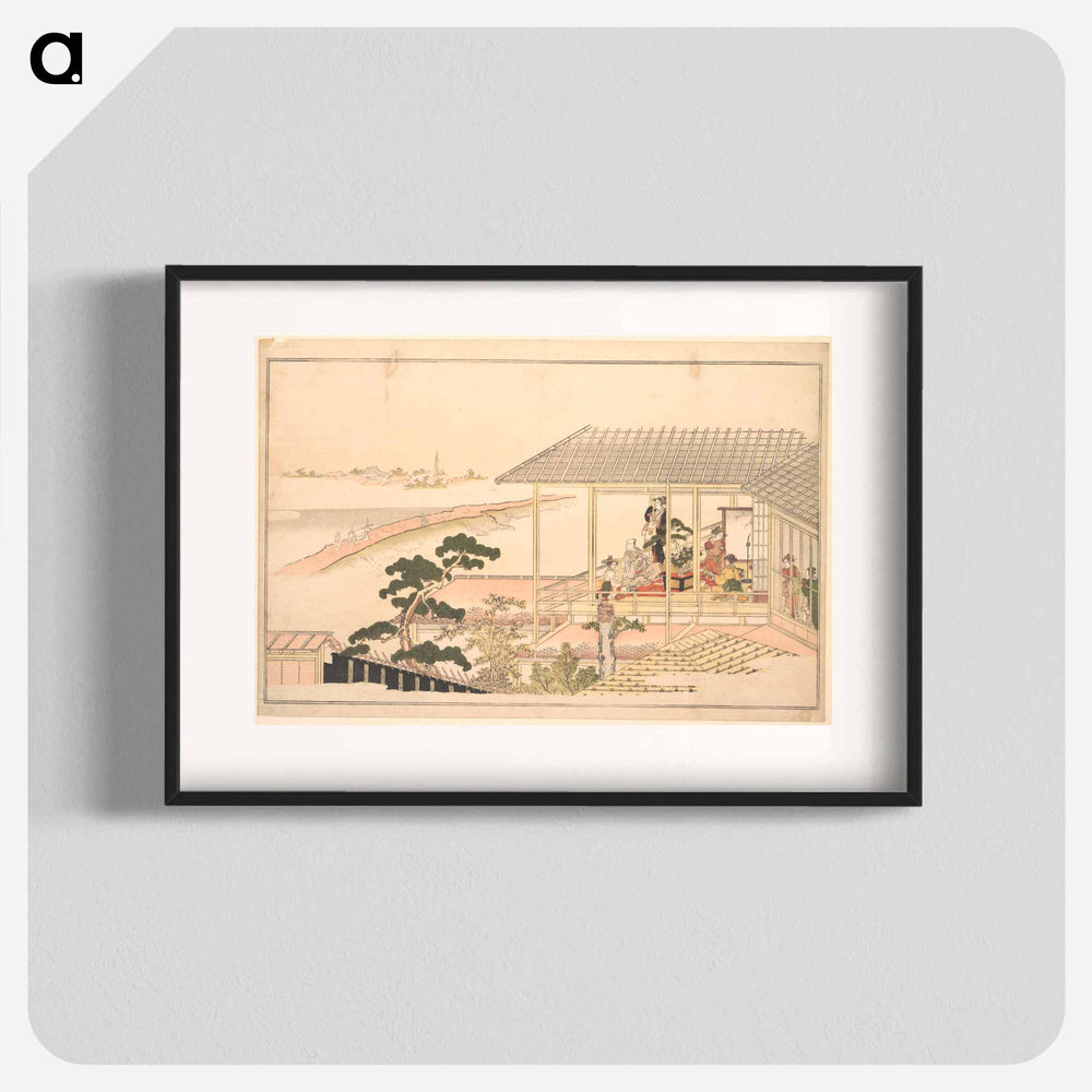 A Party of Merrymakers in a House in the Yoshiwara on a Moonlight Night - 喜多川 歌麿 Poster.