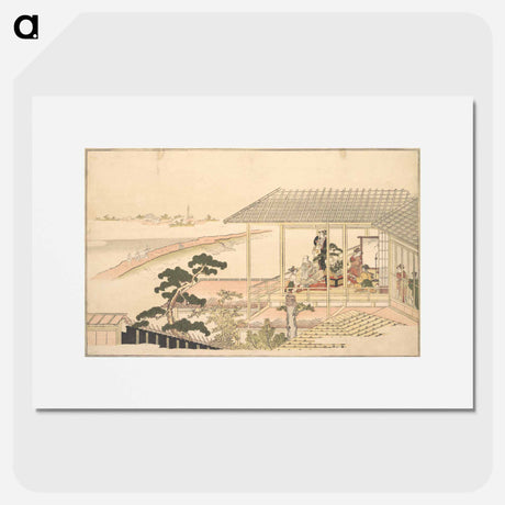 アートポスター-A Party of Merrymakers in a House in the Yoshiwara on a Moonlight Night - 喜多川 歌麿 Poster.