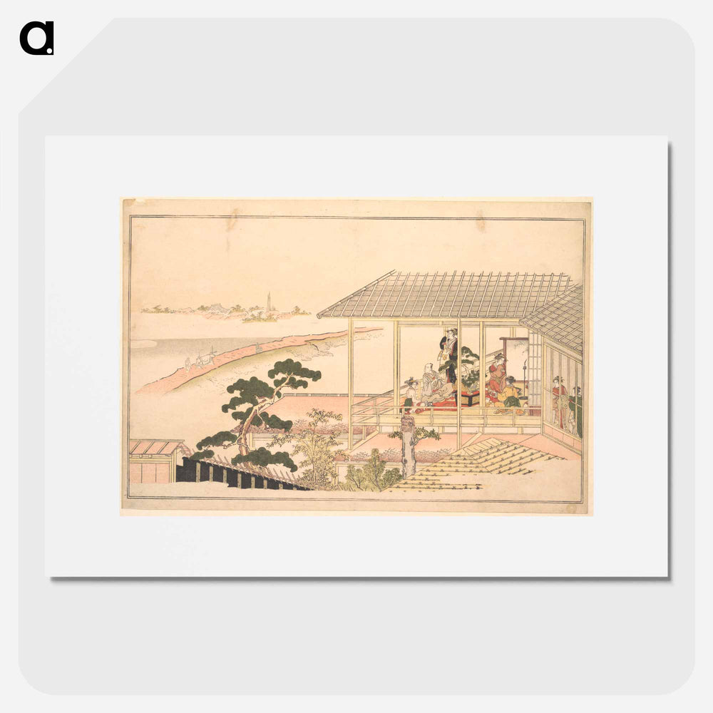 A Party of Merrymakers in a House in the Yoshiwara on a Moonlight Night - 喜多川 歌麿 Poster.