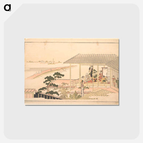 アートポストカード-A Party of Merrymakers in a House in the Yoshiwara on a Moonlight Night - 喜多川 歌麿 Postcard.