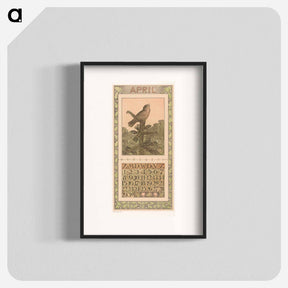 アートポスター-Kalenderblad april met zingende vogel - テオ ヴァン ホイテマ Poster.