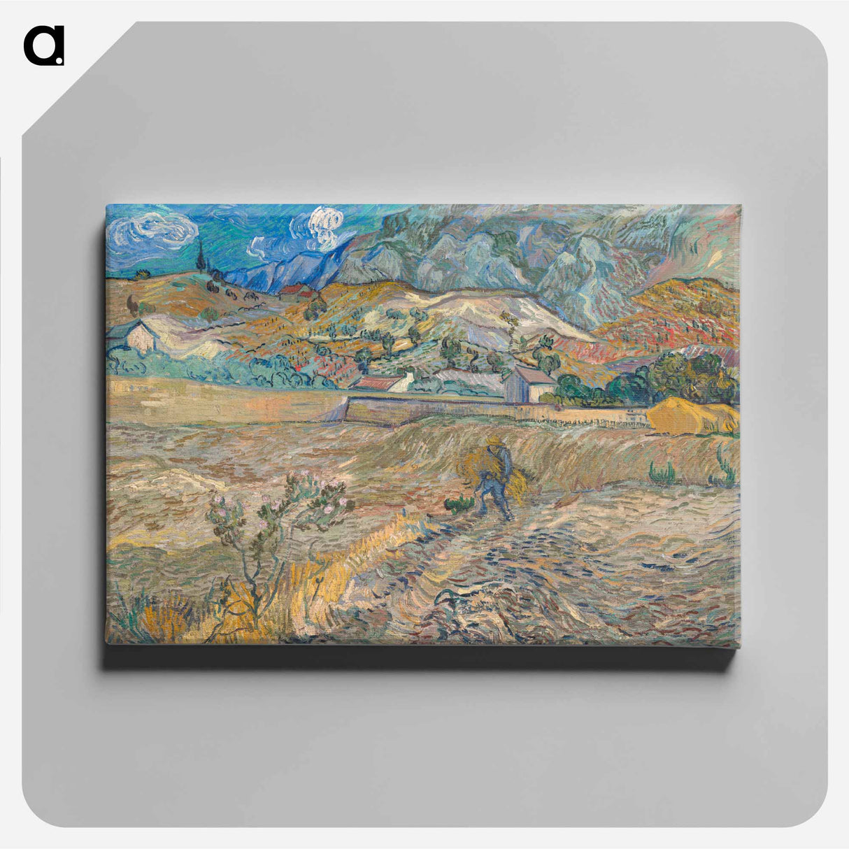 Landscape at Saint-Rémy (Enclosed Field with Peasant) - Vincent van Gogh Canvas.