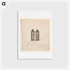 アートポストカード-Adam and Eve, Design for Stained Glass Window, Frankby Church, Birkenhead (Cheshire), England - エドワード バーン ジョーンズ Postcard.