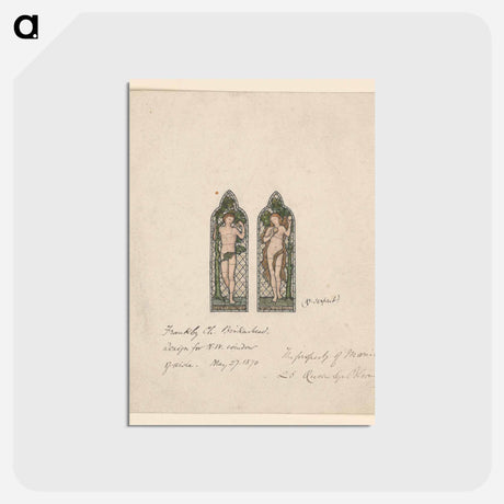 アートポストカード-Adam and Eve, Design for Stained Glass Window, Frankby Church, Birkenhead (Cheshire), England - エドワード バーン ジョーンズ Postcard.