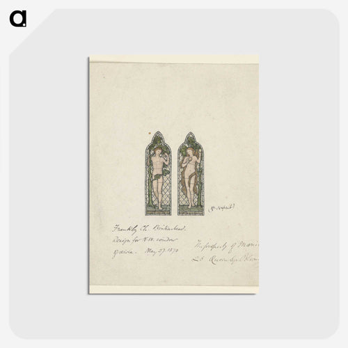 Adam and Eve, Design for Stained Glass Window, Frankby Church, Birkenhead (Cheshire), England - エドワード バーン ジョーンズ Postcard.