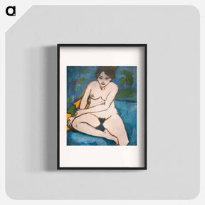 アートポスター-Nude on blue ground - エルンスト ルートヴィヒ キルヒナー Poster.