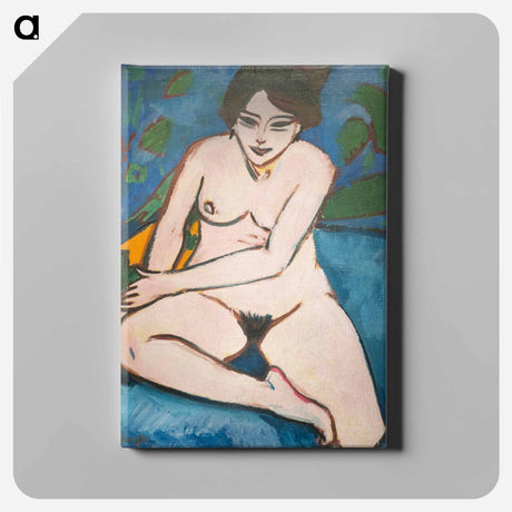 アートパネル-Nude on blue ground - エルンスト ルートヴィヒ キルヒナー Canvas.