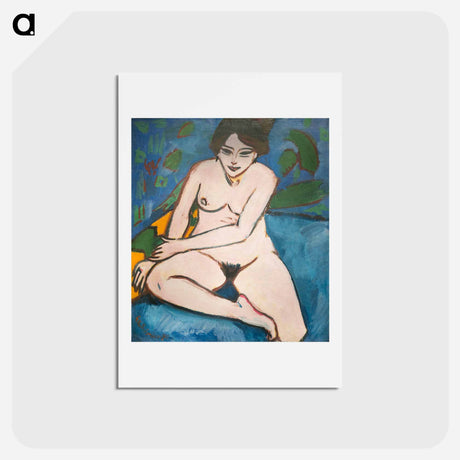 アートポストカード-Nude on blue ground - エルンスト ルートヴィヒ キルヒナー Postcard.