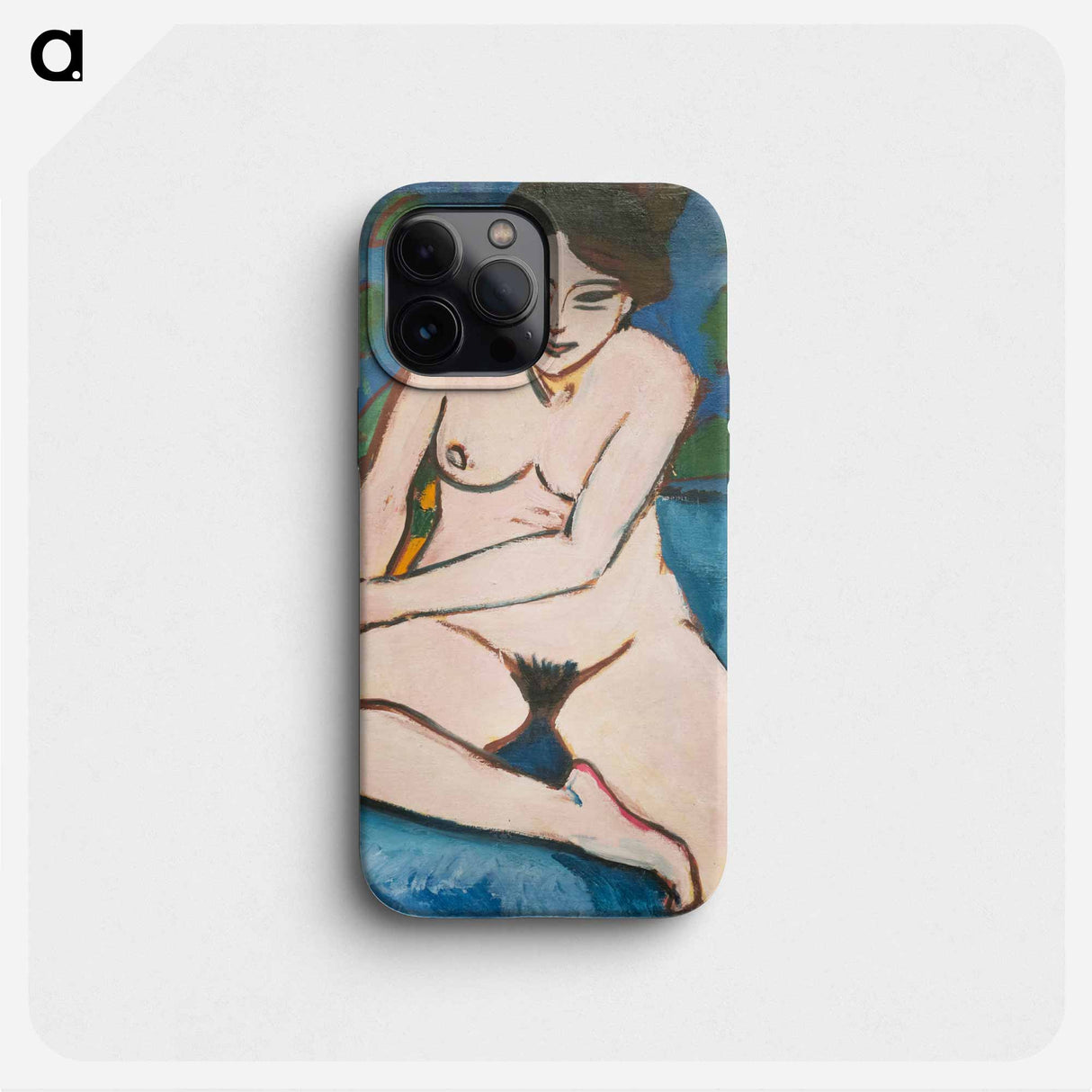 Nude on blue ground - Ernst Ludwig Kirchner Phone Case.