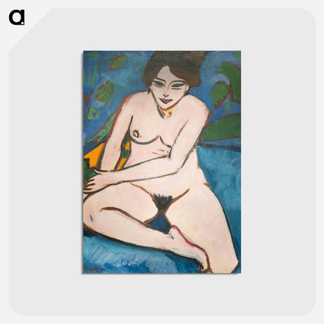 アートポストカード-Nude on blue ground - エルンスト ルートヴィヒ キルヒナー Postcard.