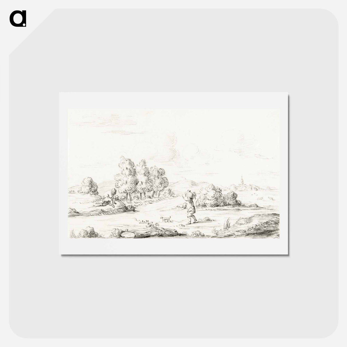 アートポストカード-Landscape with two men - ジャン ベルナール Postcard.