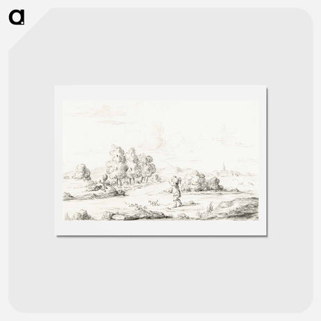 アートポストカード-Landscape with two men - ジャン ベルナール Postcard.
