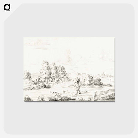 アートポストカード-Landscape with two men - ジャン ベルナール Postcard.