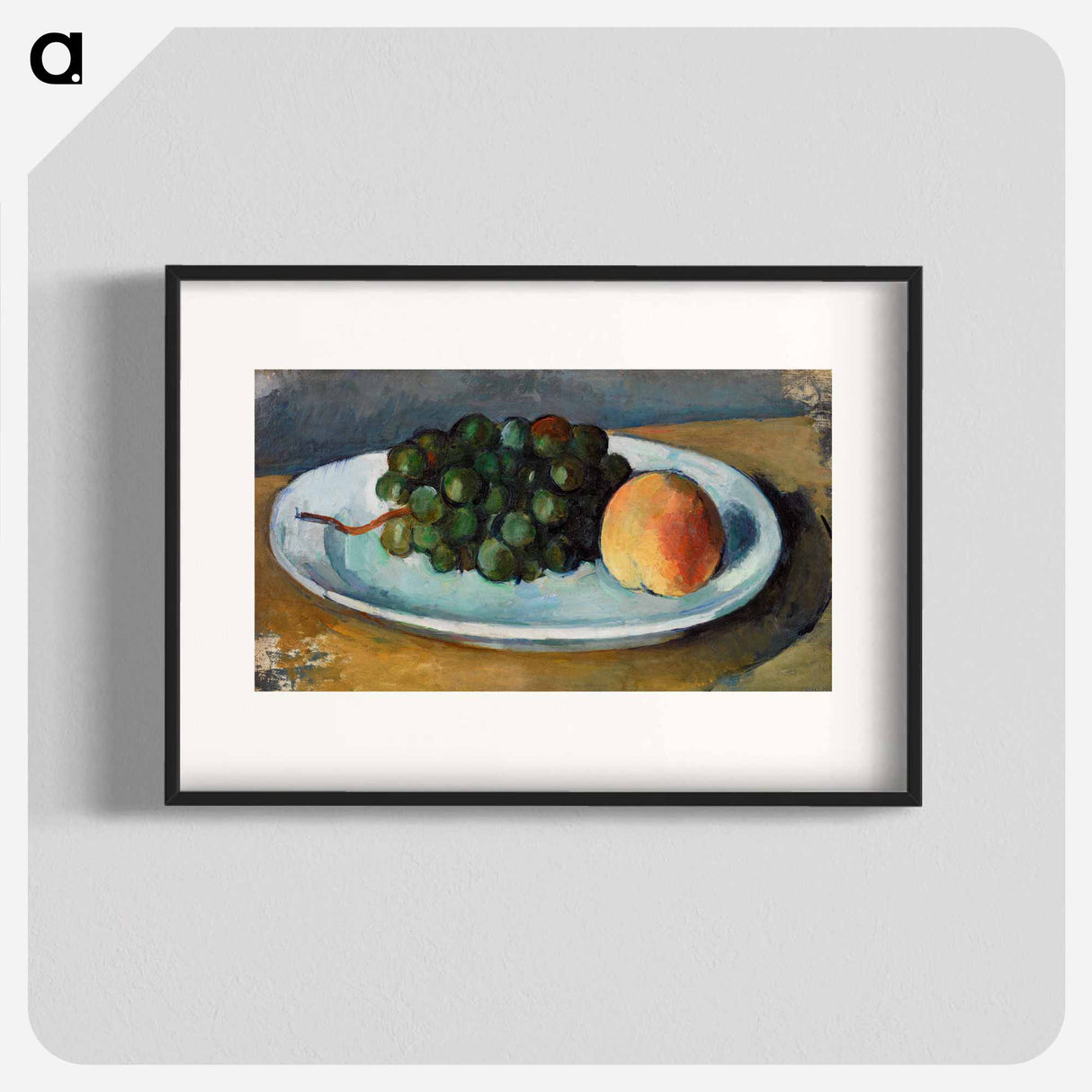 Grapes and Peach on a Plate - ポール セザンヌ Poster.