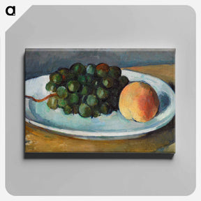 アートパネル-Grapes and Peach on a Plate - ポール セザンヌ Canvas.