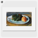 Grapes and Peach on a Plate - ポール セザンヌ Poster.