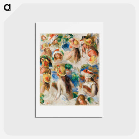 アートポストカード-Study of Heads - ピエール オーギュスト ルノワール Postcard.