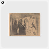 Fantasie: diverse figuren, de tweede van links een vrouw met gespikkeld gelaat in profiel naar rechts
 - サミュエル ジェスルン Postcard.