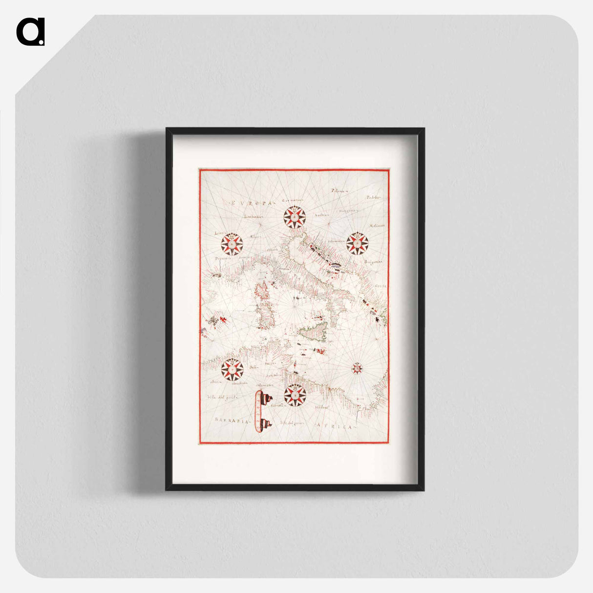 Portolan atlas of the Mediterranean Sea, western Europe, and the northwest coast of Africa - アンティーク地図 Poster.