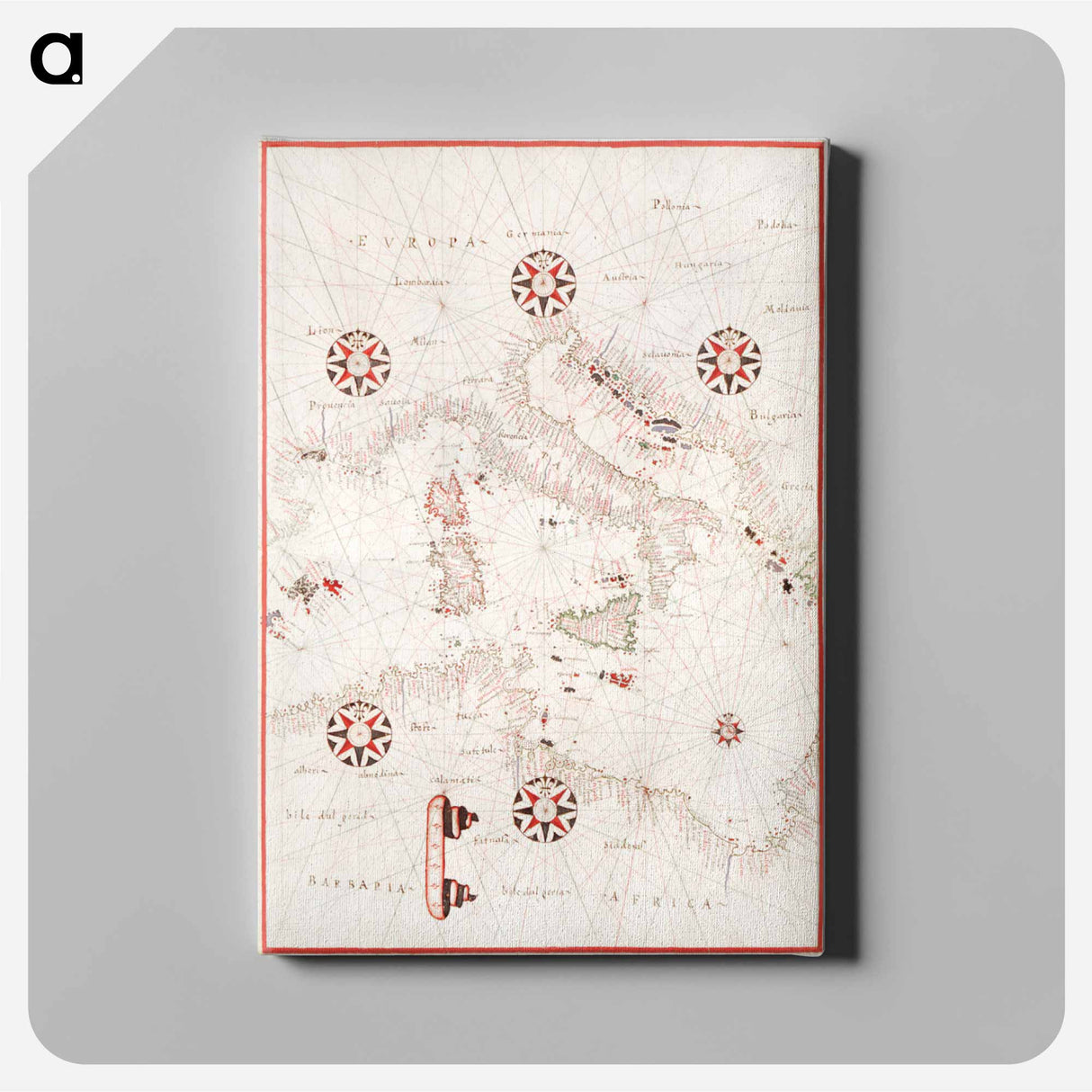 Portolan atlas of the Mediterranean Sea, western Europe, and the northwest coast of Africa - アンティーク地図 Canvas.