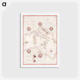 アートポストカード-Portolan atlas of the Mediterranean Sea, western Europe, and the northwest coast of Africa - アンティーク地図 Postcard.