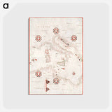 アートポストカード-Portolan atlas of the Mediterranean Sea, western Europe, and the northwest coast of Africa - アンティーク地図 Postcard.