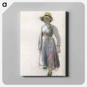 アートパネル-A Peasant Girl in a Straw Hat - カミーユ ピサロ Canvas.