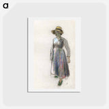 アートポストカード-A Peasant Girl in a Straw Hat - カミーユ ピサロ Postcard.