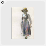 アートポストカード-A Peasant Girl in a Straw Hat - カミーユ ピサロ Postcard.