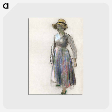 アートポストカード-A Peasant Girl in a Straw Hat - カミーユ ピサロ Postcard.