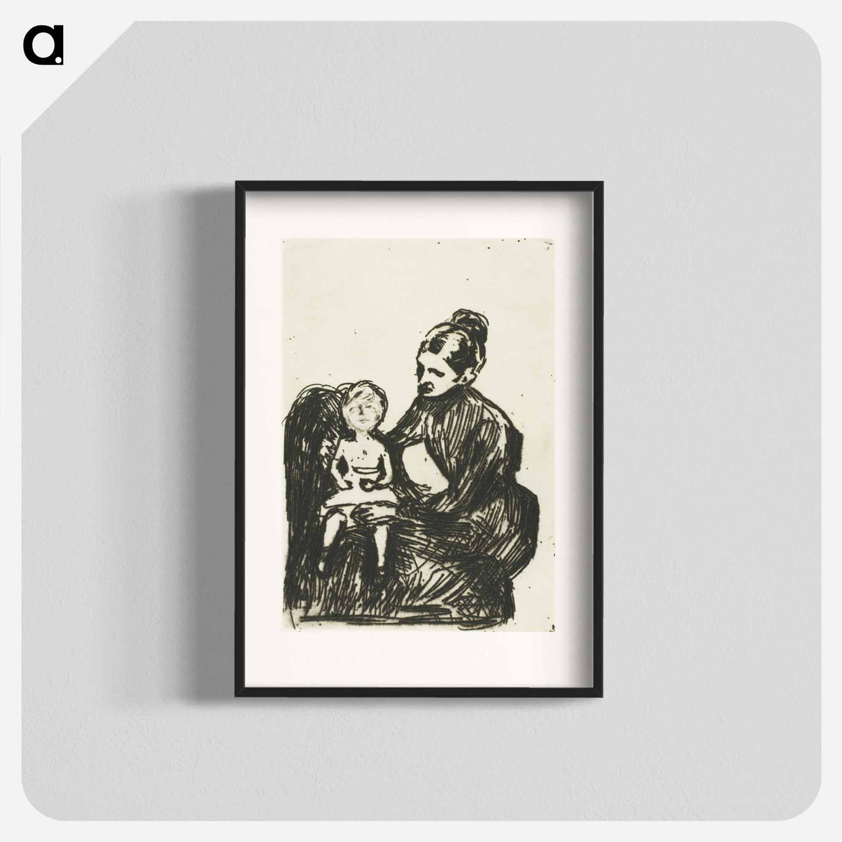 アートポスター-Nurse with a Boy / The Mother and the Crying Child - エドヴァルド ムンク Poster.