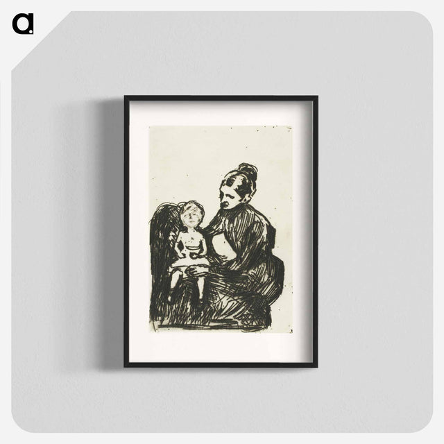 アートポスター-Nurse with a Boy / The Mother and the Crying Child - エドヴァルド ムンク Poster.
