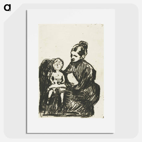 アートポスター-Nurse with a Boy / The Mother and the Crying Child - エドヴァルド ムンク Poster.