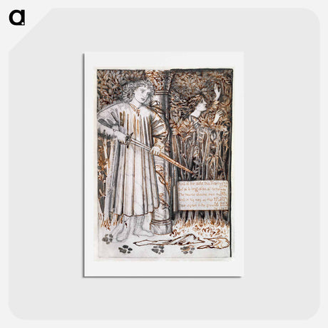 アートポストカード-Pyramus and Thisbe - Pyramus Draws His Sword to Slay Himself - エドワード バーン ジョーンズ Postcard.