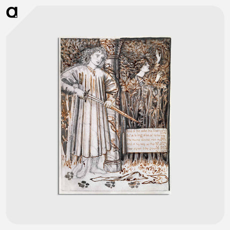 アートポストカード-Pyramus and Thisbe - Pyramus Draws His Sword to Slay Himself - エドワード バーン ジョーンズ Postcard.