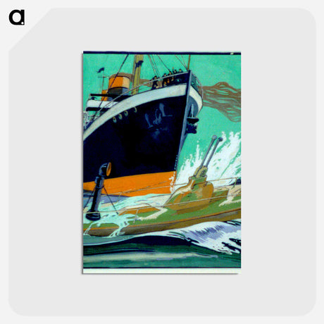 アートポストカード-Ship ramming a submarine during World War I by Edward Penfield - エドワード ペンフィールド Postcard.