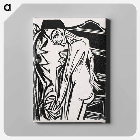 アートパネル-Female Nude Before a Cabinet - エルンスト ルートヴィヒ キルヒナー Canvas.