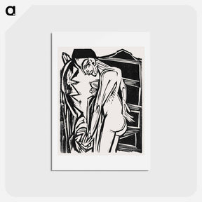 アートポストカード-Female Nude Before a Cabinet - エルンスト ルートヴィヒ キルヒナー Postcard.