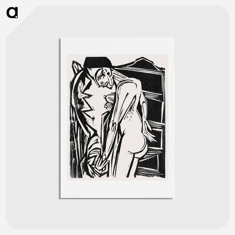 アートポストカード-Female Nude Before a Cabinet - エルンスト ルートヴィヒ キルヒナー Postcard.