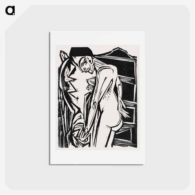 アートポストカード-Female Nude Before a Cabinet - エルンスト ルートヴィヒ キルヒナー Postcard.