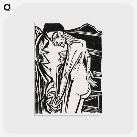アートポストカード-Female Nude Before a Cabinet - エルンスト ルートヴィヒ キルヒナー Postcard.